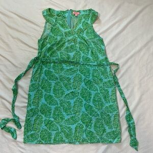 Lilly Pulitzer Green Leaf-Print Tie-Waist Dress